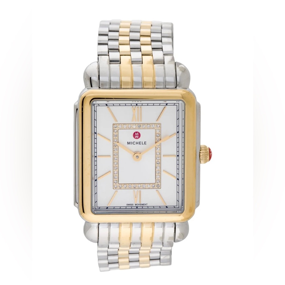 Michele Deco II Two Tone Gold & Silver Diamond Watch MWW06X000037